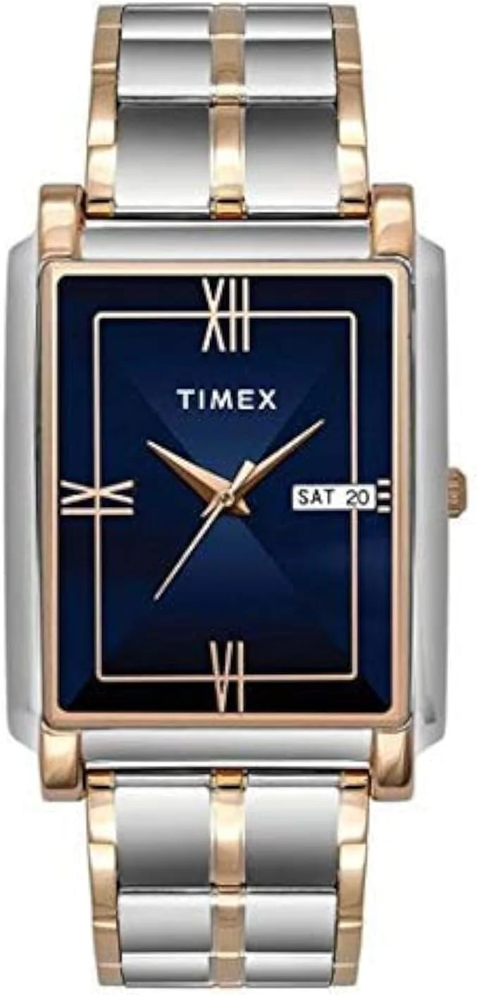 ساعت مچی آنالوگ مردانه TIMEX Classics با صفحه مستطیلی و ضد آب، آبی، مد اسپرت