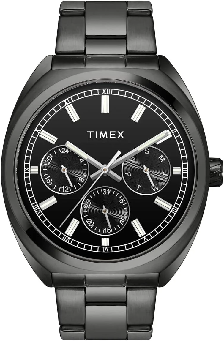 ساعت آنالوگ مردانه TIMEX با صفحه گرد و ضد آب، مشکی، کلاسیک