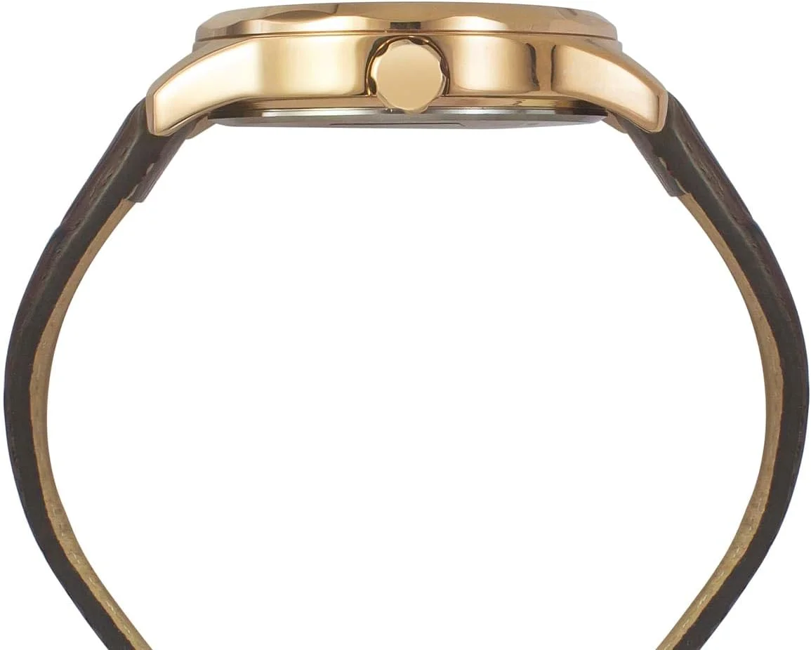 ساعت مچی آنالوگ مردانه TIMEX با صفحه گرد سبز و بند چرمی قهوه ای مقاوم در برابر آب - TW0TG7634