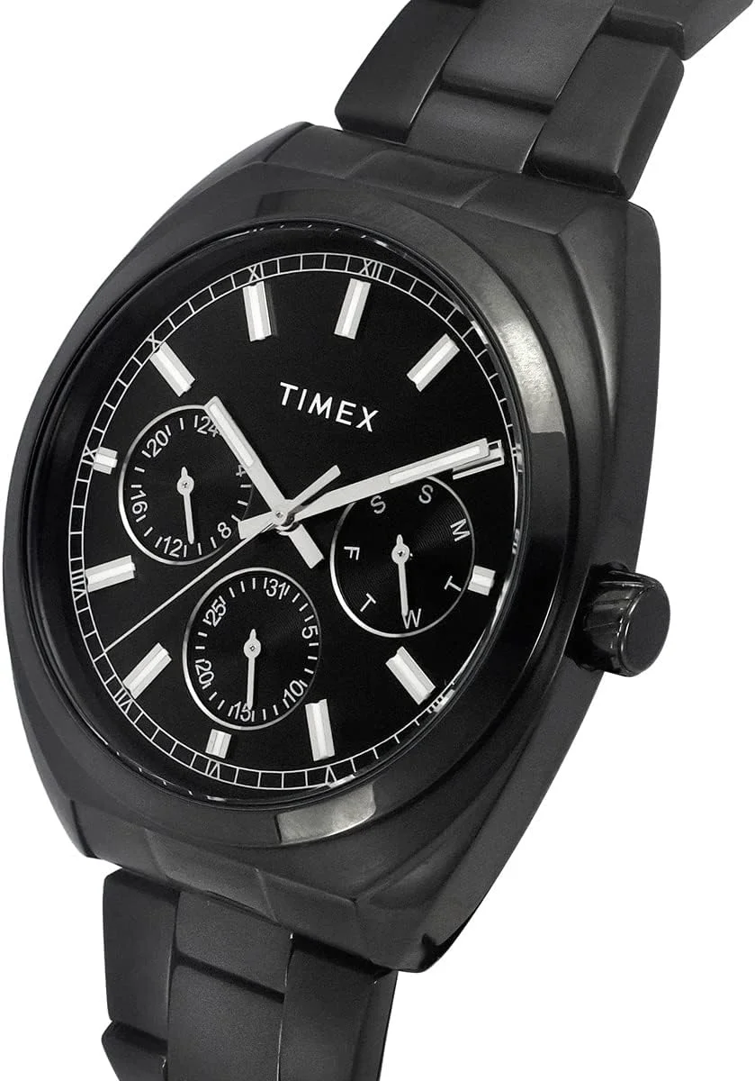 ساعت آنالوگ مردانه TIMEX با صفحه گرد و ضد آب، مشکی، کلاسیک ساعت آنالوگ مردانه TIMEX با صفحه گرد و ضد آب، مشکی، کلاسیک