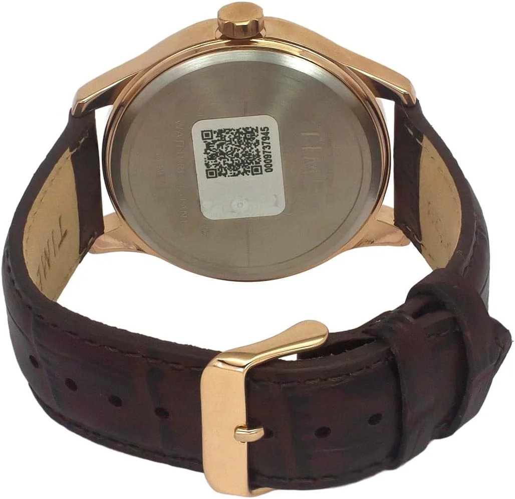 ساعت مچی آنالوگ مردانه TIMEX با صفحه گرد سبز و بند چرمی قهوه ای مقاوم در برابر آب - TW0TG7634