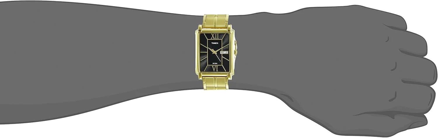 ساعت مچی آنالوگ مردانه TIMEX Classics با صفحه مستطیلی و ضد آب، مشکی، ساعت آنالوگ