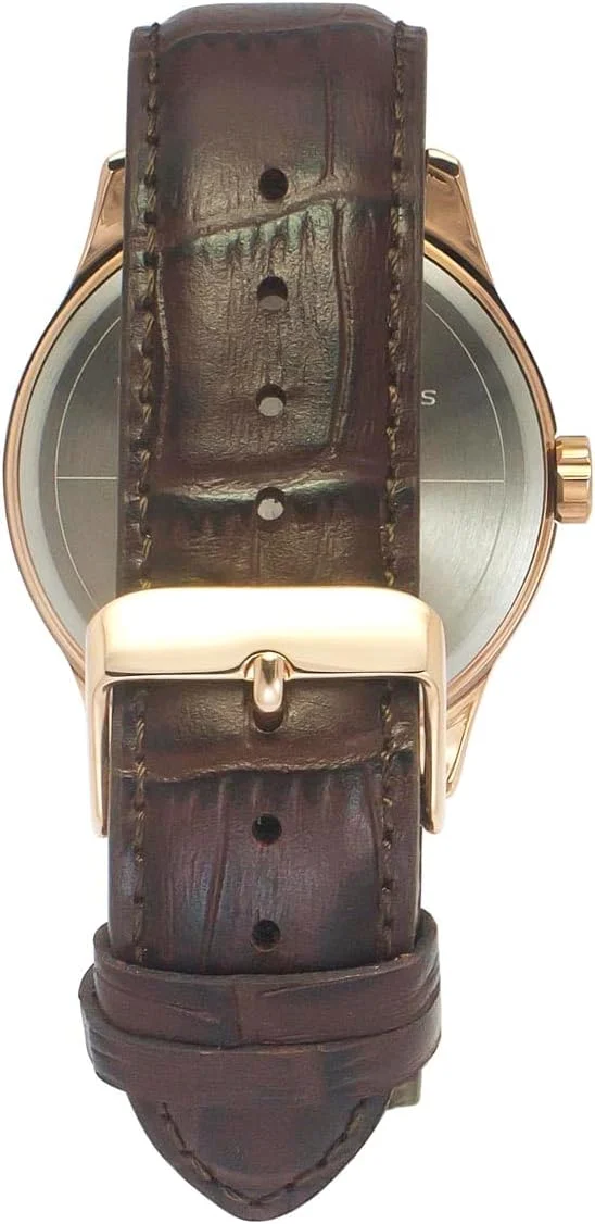 ساعت مچی آنالوگ مردانه TIMEX با صفحه گرد سبز و بند چرمی قهوه ای مقاوم در برابر آب - TW0TG7634