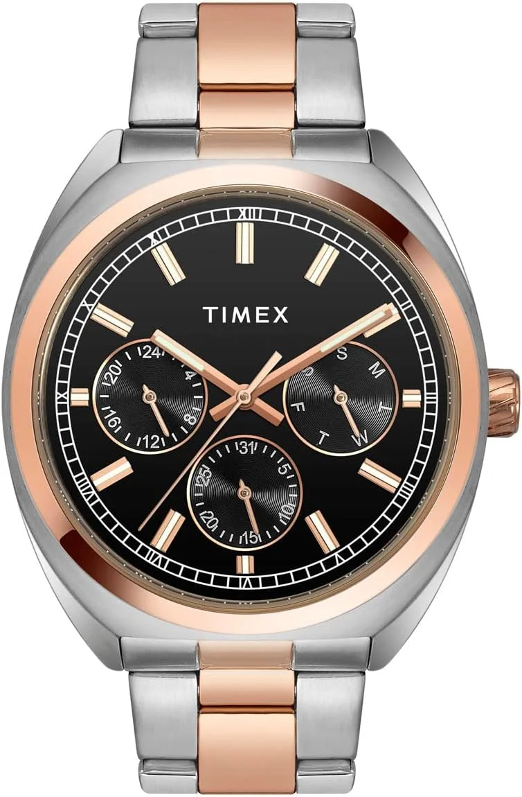 ساعت آنالوگ مردانه TIMEX با صفحه گرد و ضد آب، مشکی تیره، کلاسیک