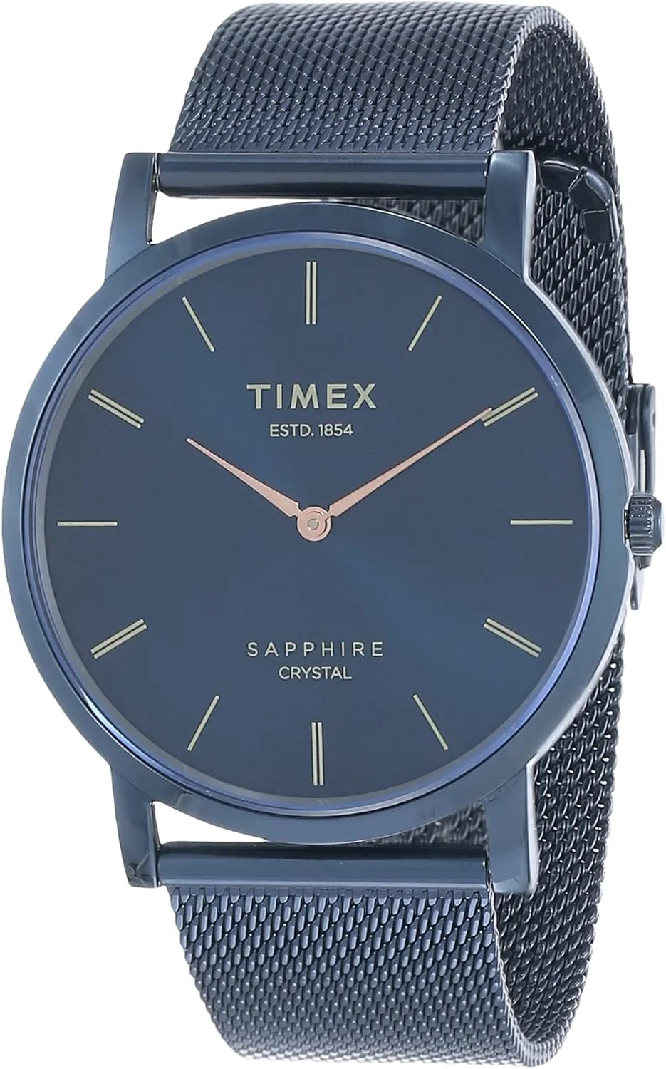 ساعت آنالوگ مردانه TIMEX Empera با صفحه گرد آبی و بند دستبند استیل ضد زنگ آبی مقاوم در برابر آب - TWEG17414