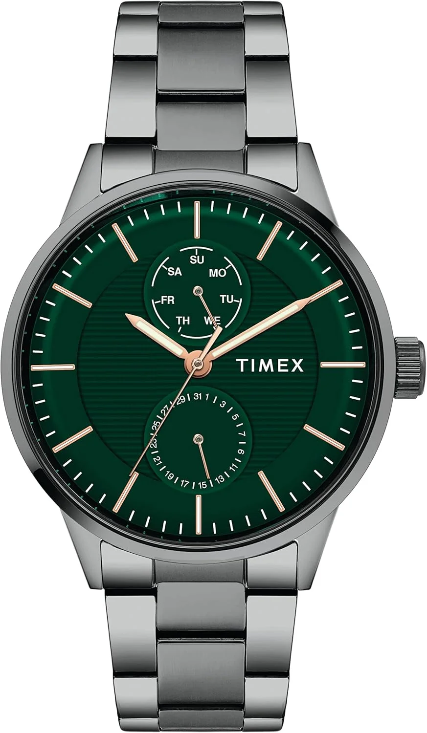 ساعت مچی آنالوگ مردانه TIMEX با صفحه گرد و ضد آب، سبز، کلاسیک