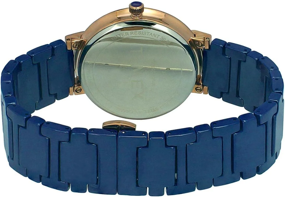 ساعت مچی آنالوگ مردانه TIMEX با صفحه گرد آبی و بند سرامیکی آبی مقاوم در برابر آب - TWEG21201