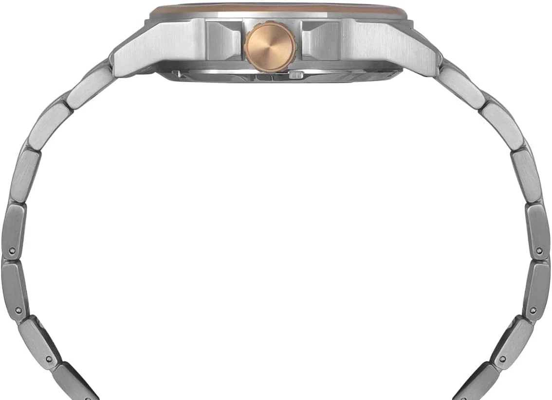 ساعت مچی آنالوگ مردانه TIMEX با صفحه گرد مشکی و بند استیل ضد زنگ چند رنگ مقاوم در برابر آب - TWEG24102