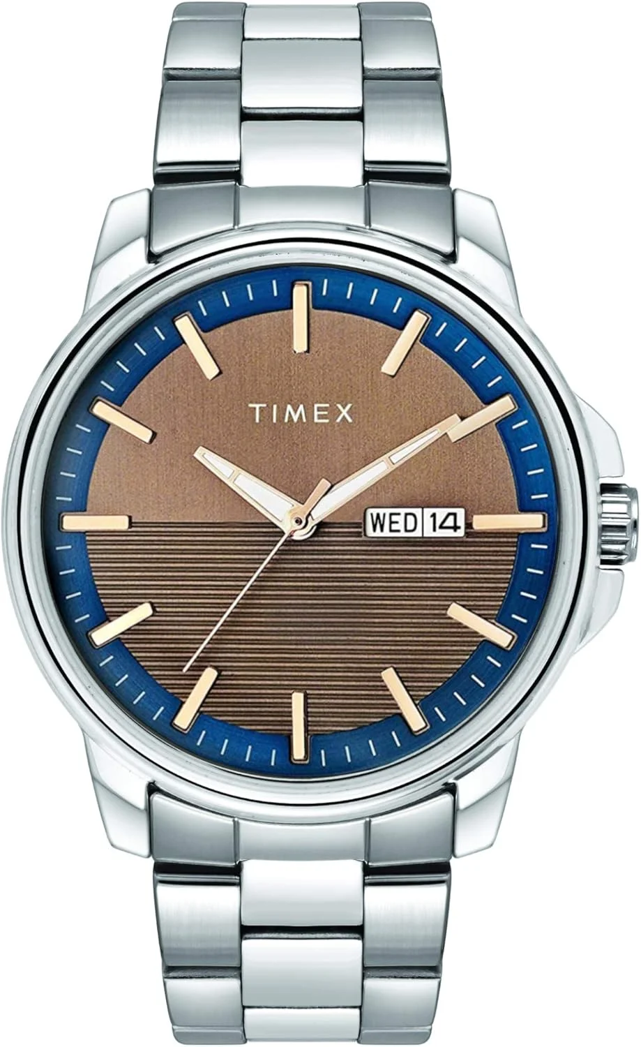ساعت مچی آنالوگ مردانه TIMEX با صفحه گرد خاکستری و بند دستبند استیل ضد زنگ نقره ای مقاوم در برابر آب - TWEG17213