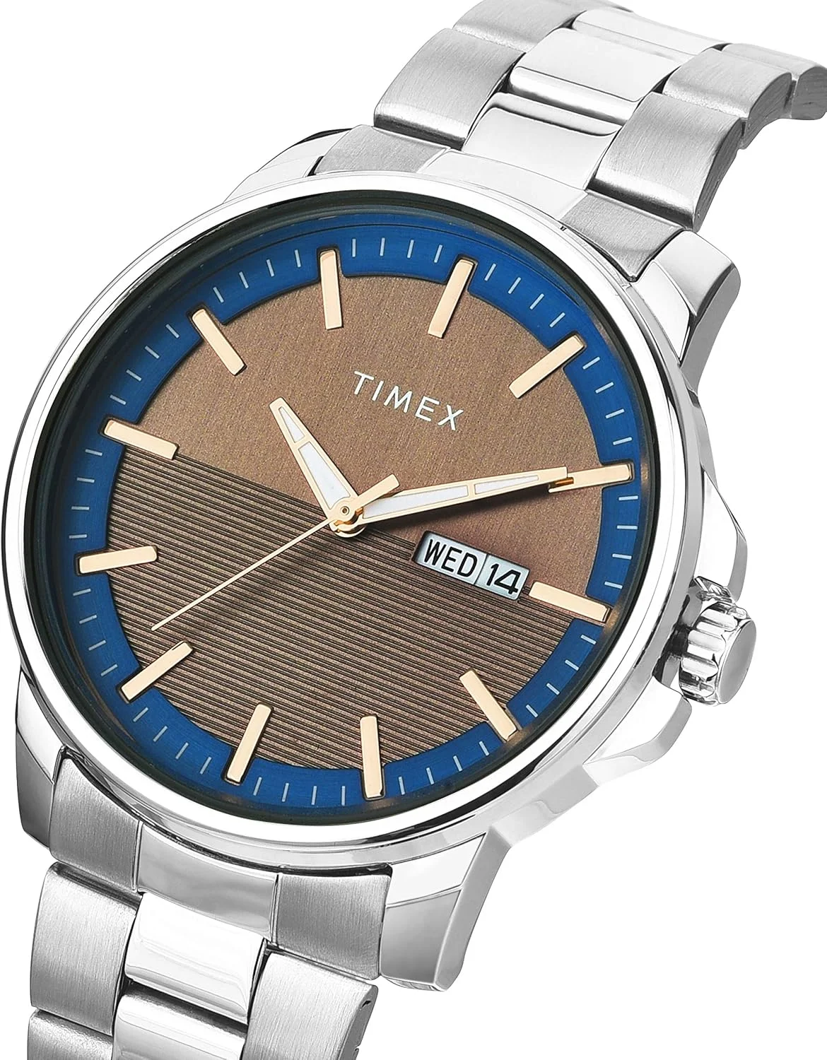 ساعت مچی آنالوگ مردانه TIMEX با صفحه گرد خاکستری و بند دستبند استیل ضد زنگ نقره ای مقاوم در برابر آب - TWEG17213
