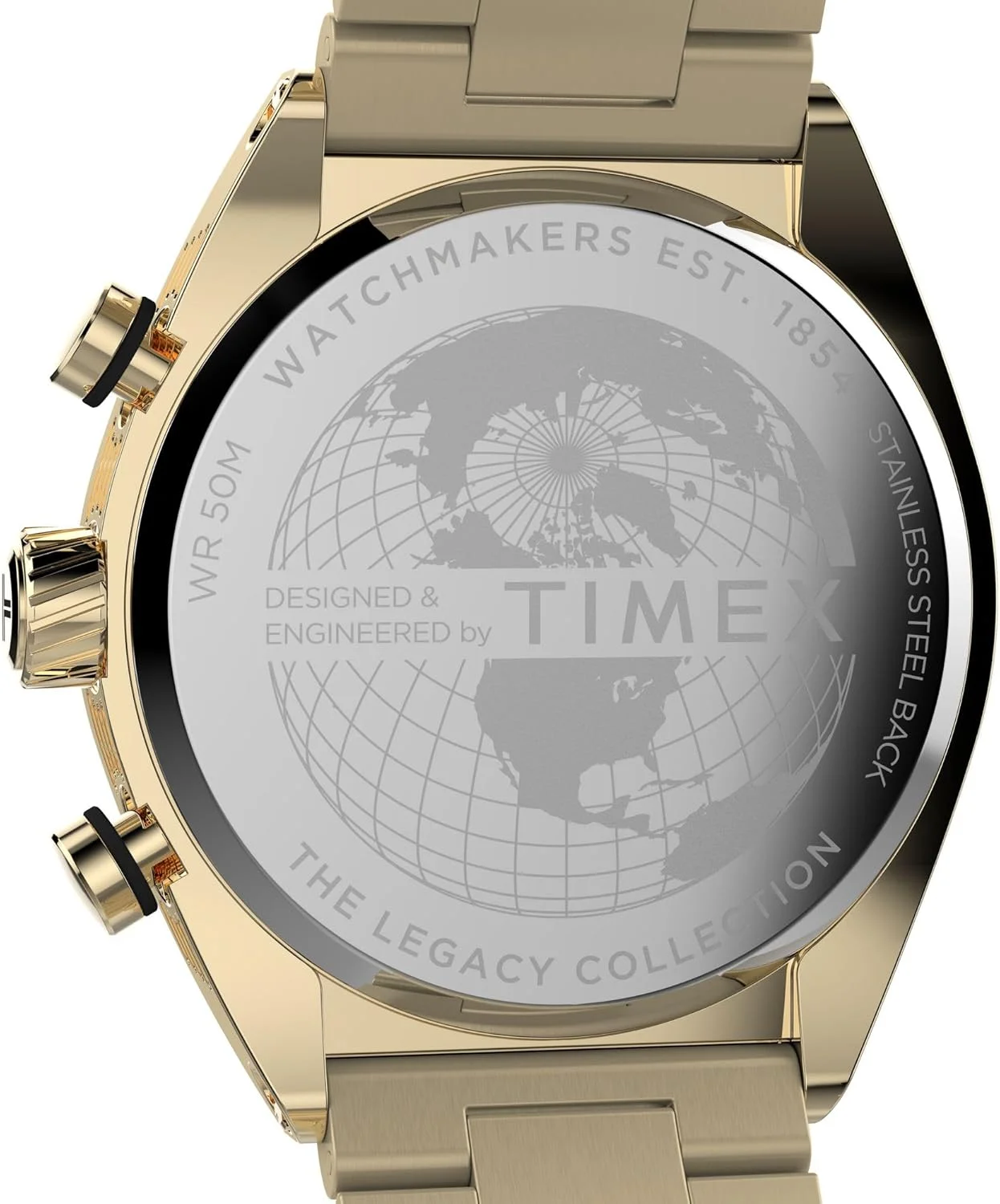 ساعت مچی آنالوگ مردانه TIMEX Legacy با صفحه تونویی مشکی و بند استیل ضد زنگ طلایی مقاوم در برابر آب - TW2W22100UJ