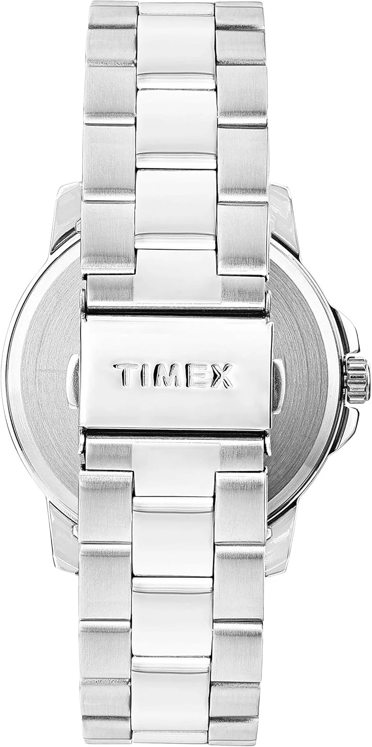 ساعت مچی آنالوگ مردانه TIMEX با صفحه گرد خاکستری و بند دستبند استیل ضد زنگ نقره ای مقاوم در برابر آب - TWEG17213