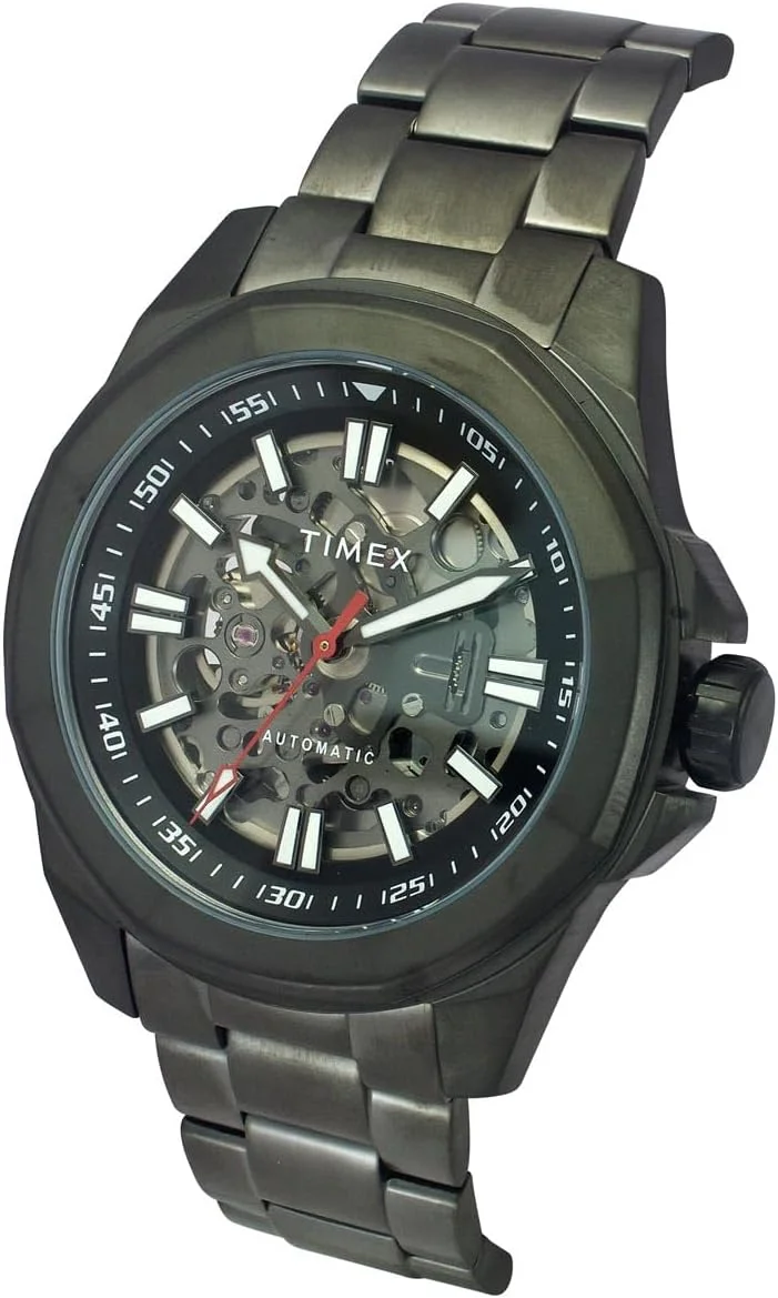 ساعت آنالوگ مردانه TIMEX با صفحه گرد مشکی و بند دستبند استیل ضد زنگ خاکستری تفنگی مقاوم در برابر آب - TWEG24103 ساعت آنالوگ مردانه TIMEX با صفحه گرد مشکی و بند دستبند استیل ضد زنگ خاکستری تفنگی مقاوم در برابر آب - TWEG24103