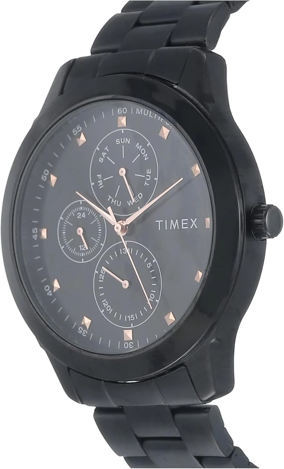 ساعت مچی آنالوگ مردانه TIMEX با صفحه گرد مشکی و بند استیل ضد زنگ مشکی مقاوم در برابر آب - TWEG18502
