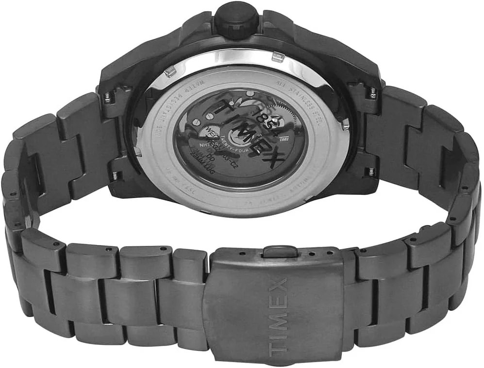 ساعت آنالوگ مردانه TIMEX با صفحه گرد مشکی و بند دستبند استیل ضد زنگ خاکستری تفنگی مقاوم در برابر آب - TWEG24103 ساعت آنالوگ مردانه TIMEX با صفحه گرد مشکی و بند دستبند استیل ضد زنگ خاکستری تفنگی مقاوم در برابر آب - TWEG24103