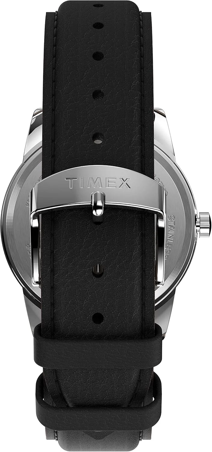 ساعت مچی مردانه تایمکس ایزی ریدر بولد 38 میلی متری - قاب طلایی صفحه سفید با بند چرمی قهوه ای