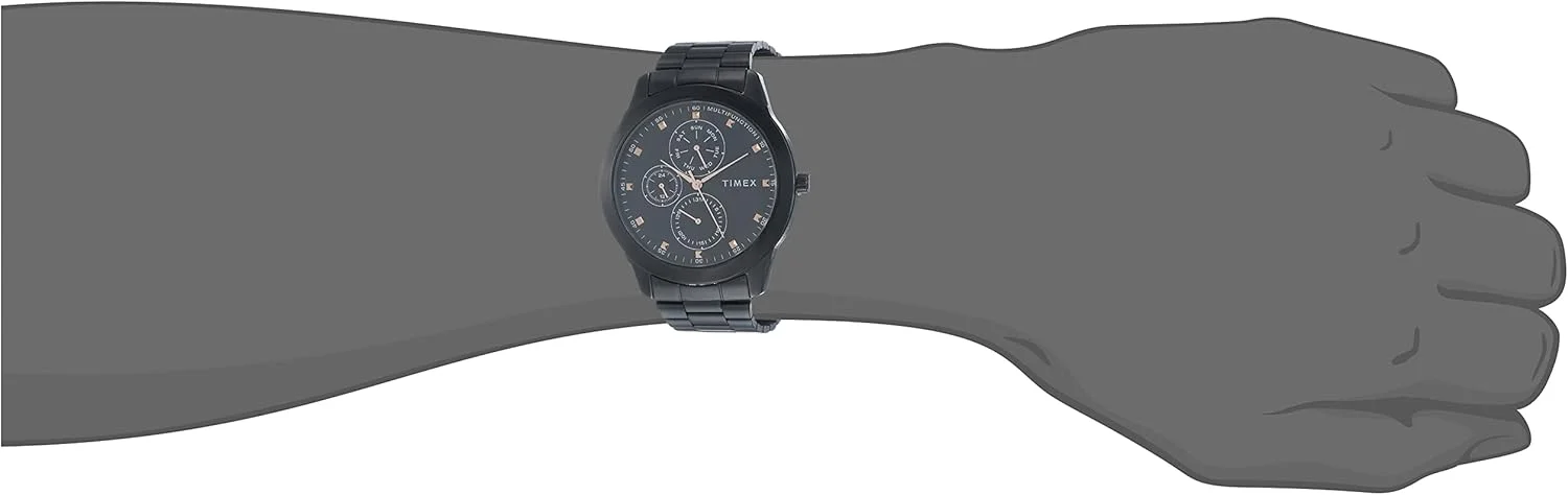 ساعت مچی آنالوگ مردانه TIMEX با صفحه گرد مشکی و بند استیل ضد زنگ مشکی مقاوم در برابر آب - TWEG18502