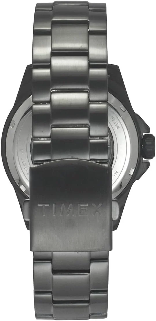 ساعت آنالوگ مردانه TIMEX با صفحه گرد مشکی و بند دستبند استیل ضد زنگ خاکستری تفنگی مقاوم در برابر آب - TWEG24103 ساعت آنالوگ مردانه TIMEX با صفحه گرد مشکی و بند دستبند استیل ضد زنگ خاکستری تفنگی مقاوم در برابر آب - TWEG24103