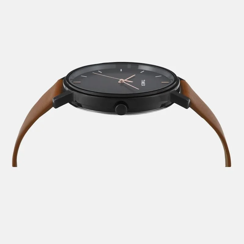 ساعت مچی آنالوگ مردانه TIMEX Classics با صفحه گرد مشکی و بند چرمی قهوهای، مقاوم در برابر آب - TW0TG8016 ساعت مچی آنالوگ مردانه TIMEX Classics با صفحه گرد مشکی و بند چرمی قهوهای، مقاوم در برابر آب - TW0TG8016