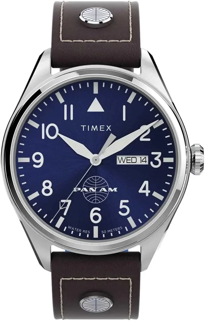 ساعت مچی مردانه Timex کوارتز با بند چرمی Pan Am