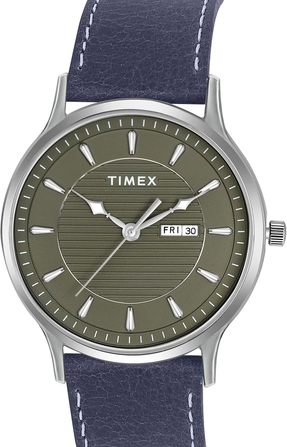 ساعت مچی آنالوگ مردانه TIMEX Classics با صفحه گرد سبز و بند چرمی آبی ضد آب - TWTG10504 ساعت مچی آنالوگ مردانه TIMEX Classics با صفحه گرد سبز و بند چرمی آبی ضد آب - TWTG10504