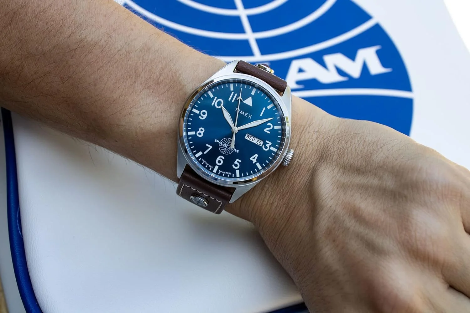 ساعت مچی مردانه Timex کوارتز با بند چرمی Pan Am