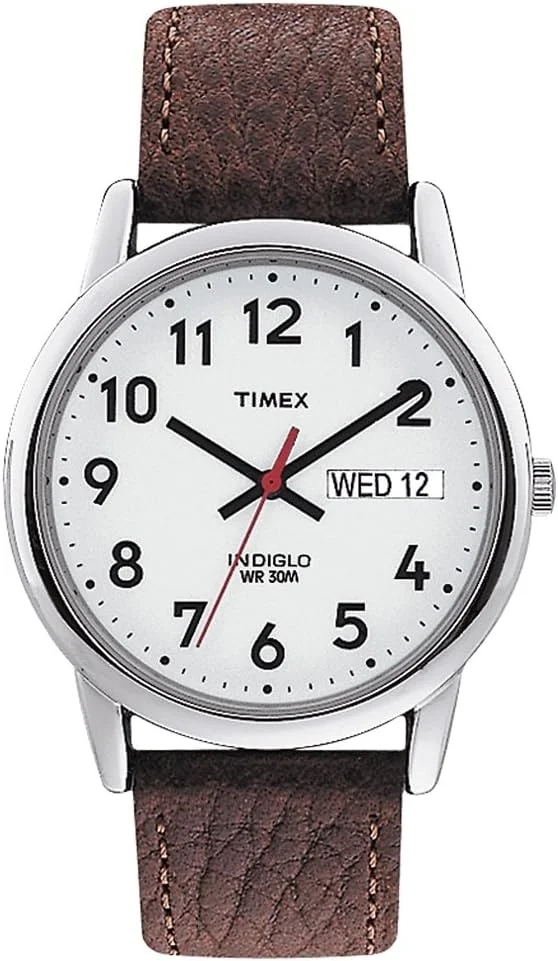 ساعت مچی Timex Easy Reader با بند چرمی و نمایشگر روز و تاریخ