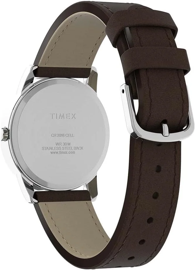 ساعت مچی Timex Easy Reader با بند چرمی و نمایشگر روز و تاریخ