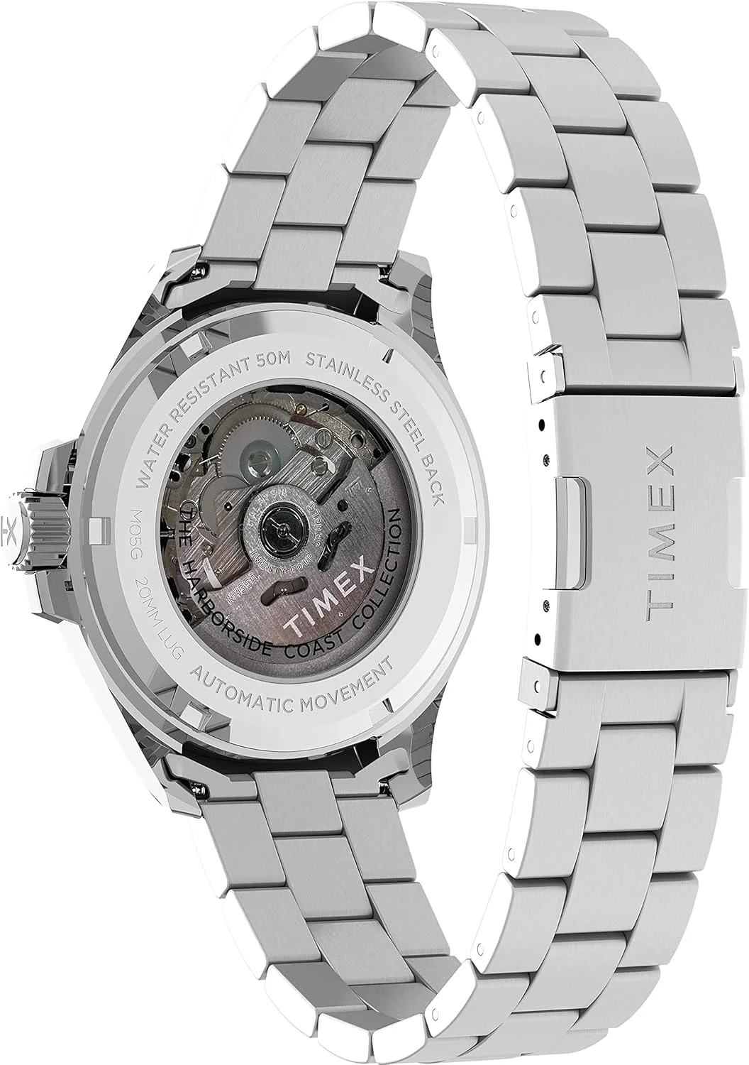 ساعت مچی مردانه اتوماتیک آنالوگ Timex TW2V72100 Harborside Coast، سایز 44 میلی متر، نقره ای