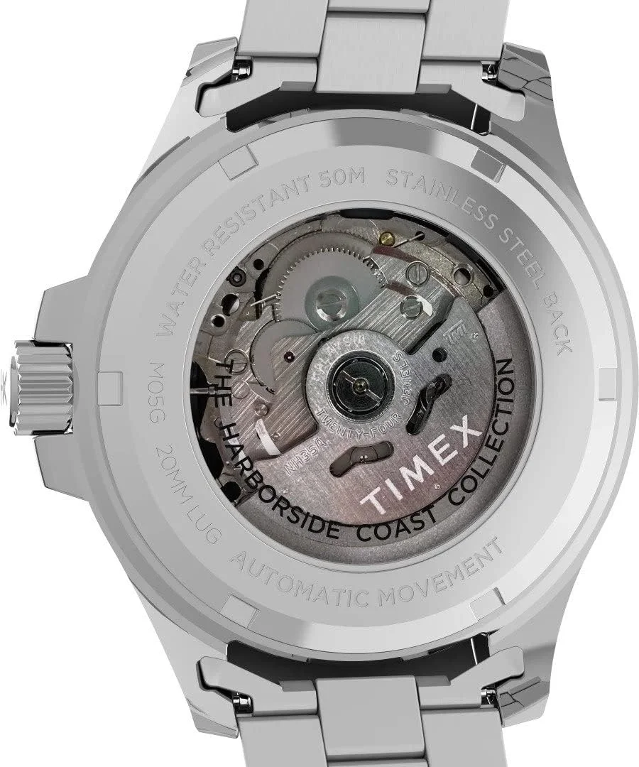 ساعت مچی مردانه اتوماتیک آنالوگ Timex TW2V72100 Harborside Coast، سایز 44 میلی متر، نقره ای
