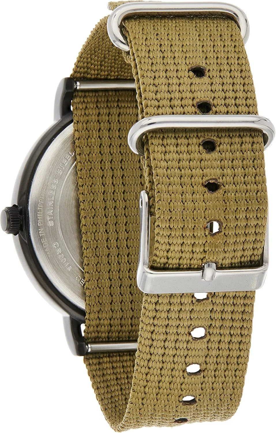 ساعت مچی کوارتز تایمکس Weekender با صفحه مشکی 43 میلی‌متری و بند سبز زیتونی مدل TW2U68200