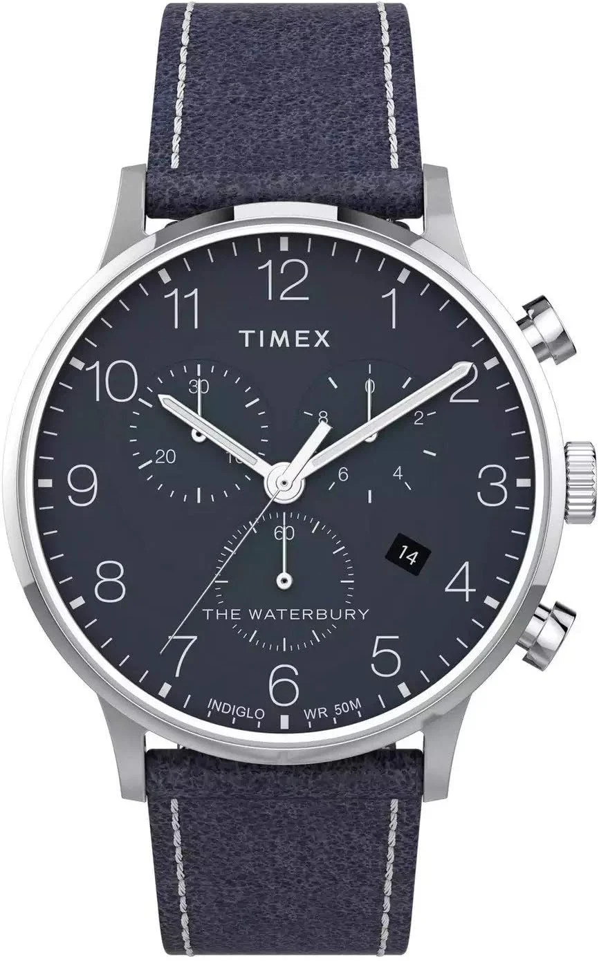 ساعت مچی مردانه تایمکس مدل Waterbury کرنوگراف با بند چرمی