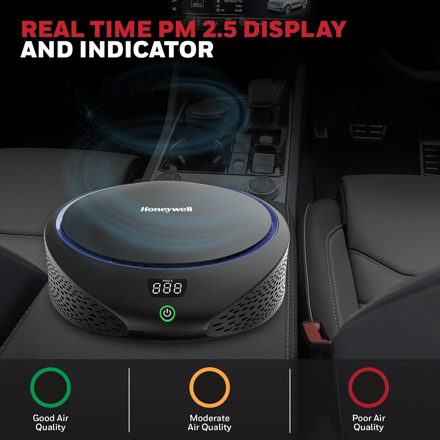 دستگاه تصفیه هوای خودرو Honeywell Move Pure5، فیلتراسیون 4 در 1، فیلتر HEPA، حذف 99.99% ذرات PM2.5 و PM10، بو، VOC، گرد و غبار، دود و باکتری های مضر، 3 پورت USB، نصب آسان و جمع و جور دستگاه تصفیه هوای خودرو Honeywell Move Pure5، فیلتراسیون 4 در 1، فیلتر HEPA، حذف 99.99% ذرات PM2.5 و PM10، بو، VOC، گرد و غبار، دود و باکتری های مضر، 3 پورت USB، نصب آسان و جمع و جور