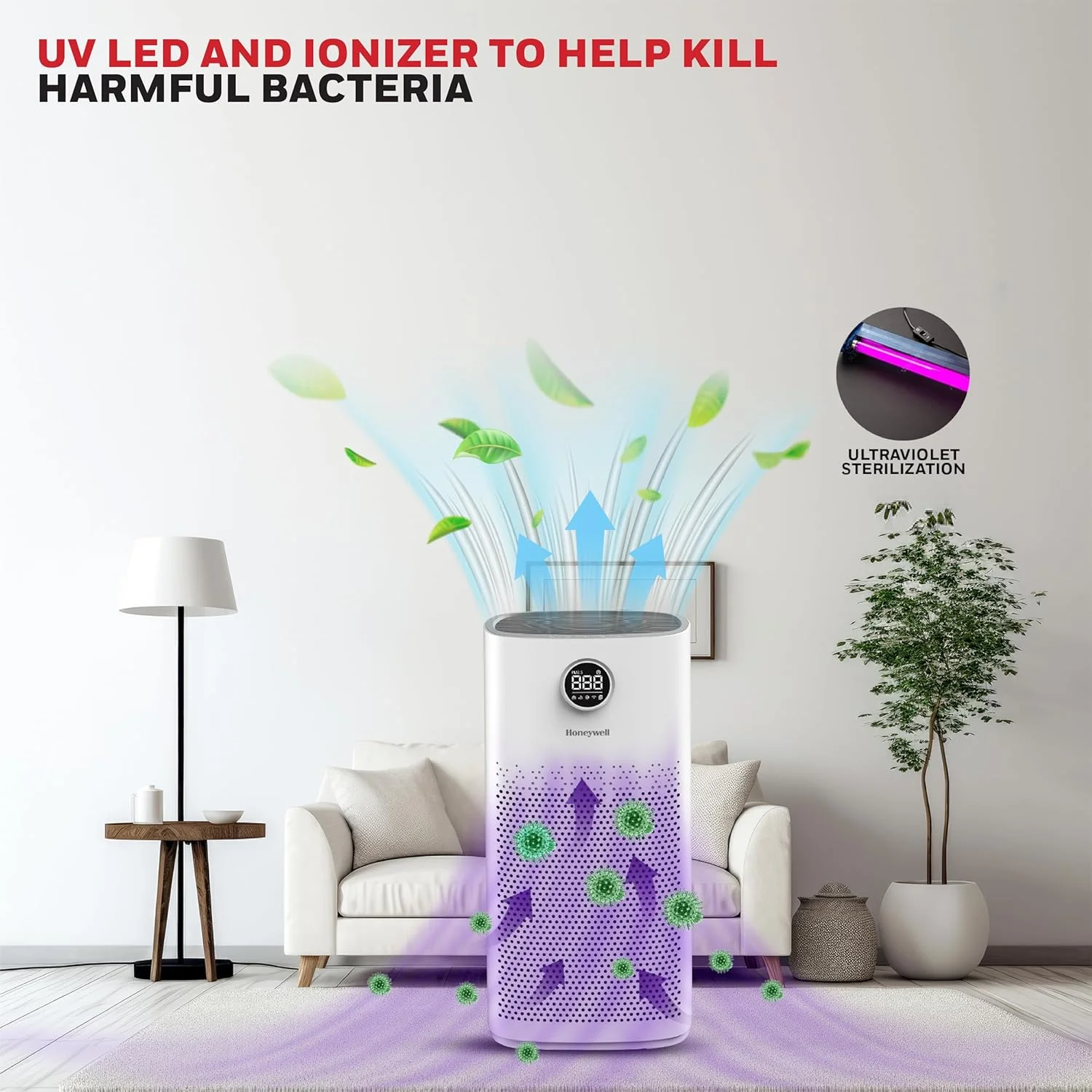 دستگاه تصفیه هوای خانگی هانیول، 5 مرحله فیلتراسیون، پوشش 853 فوت مربع، نمایش سطح PM 2.5، UV LED، WIFI، فیلتر HEPA H13 و کربن فعال، حذف 99.99% آلاینده ها، میکرو آلرژن ها، Air Touch - P2 دستگاه تصفیه هوای خانگی هانیول، 5 مرحله فیلتراسیون، پوشش 853 فوت مربع، نمایش سطح PM 2.5، UV LED، WIFI، فیلتر HEPA H13 و کربن فعال، حذف 99.99% آلاینده ها، میکرو آلرژن ها، Air Touch - P2