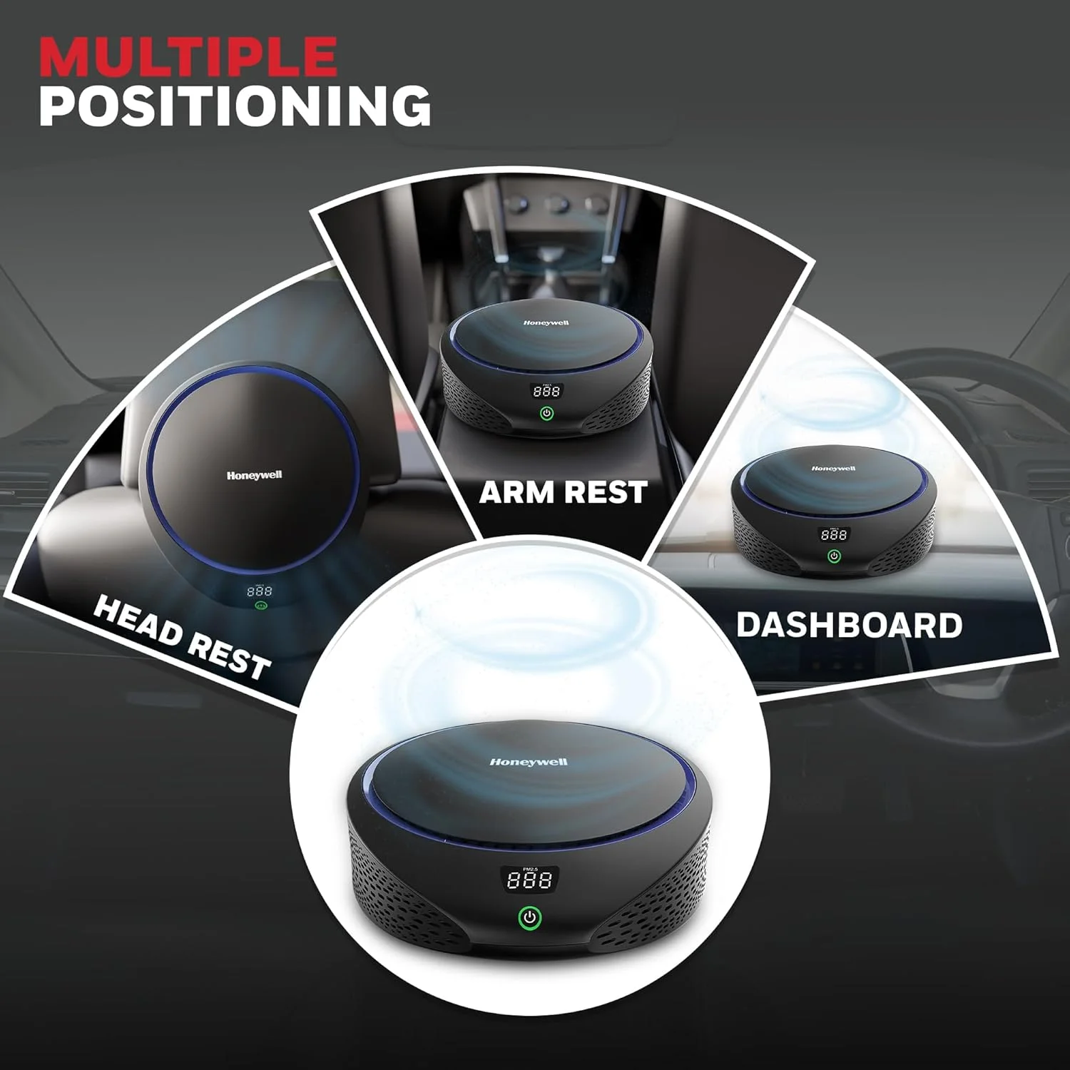 دستگاه تصفیه هوای خودرو Honeywell Move Pure5، فیلتراسیون 4 در 1، فیلتر HEPA، حذف 99.99% ذرات PM2.5 و PM10، بو، VOC، گرد و غبار، دود و باکتری های مضر، 3 پورت USB، نصب آسان و جمع و جور دستگاه تصفیه هوای خودرو Honeywell Move Pure5، فیلتراسیون 4 در 1، فیلتر HEPA، حذف 99.99% ذرات PM2.5 و PM10، بو، VOC، گرد و غبار، دود و باکتری های مضر، 3 پورت USB، نصب آسان و جمع و جور