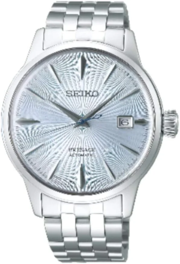 ساعت مچی آنالوگ مردانه سیکو Presage با بند استیل ضد زنگ صفحه نقره ای SRPE19J1، نقره ای