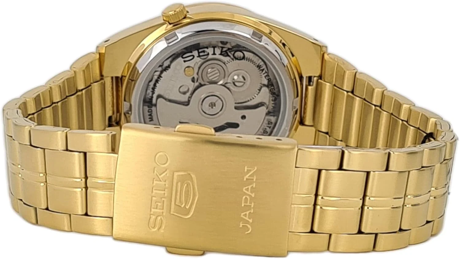 ساعت مچی مردانه سیکو 5 SNK574 SNK574J1 طلایی رنگ ژاپنی با صفحه طلایی و بند استیل
