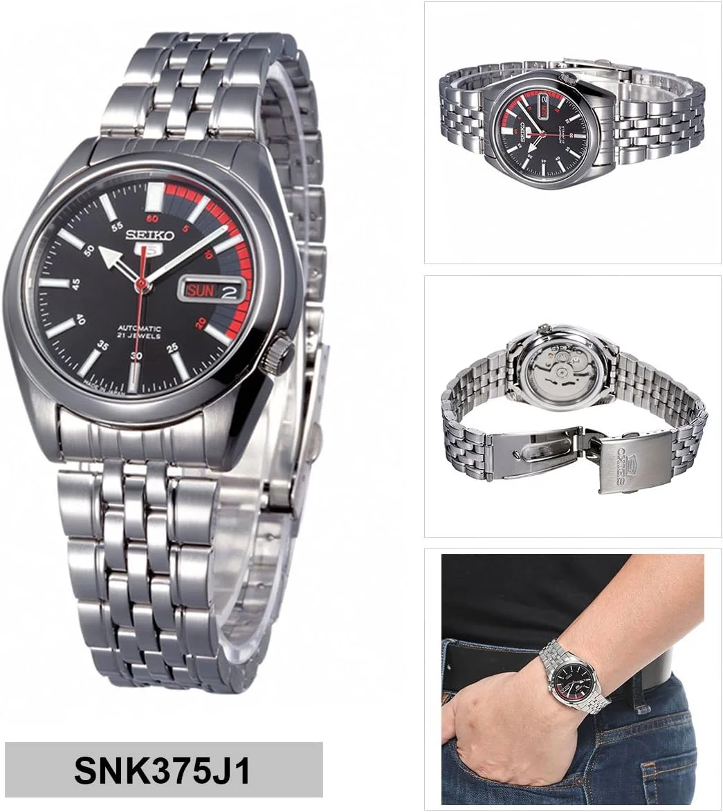 ساعت مچی مردانه سیکو 5 با صفحه مشکی و بند استیل اتوماتیک - SNK375J1 ساعت مچی مردانه سیکو 5 با صفحه مشکی و بند استیل اتوماتیک - SNK375J1