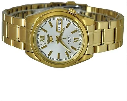 ساعت مچی مردانه سیکو SNKL58 Seiko 5 با قاب و بند استیل طلایی و صفحه سفید با نمایشگر روز و تاریخ ساعت مچی مردانه سیکو SNKL58 Seiko 5 با قاب و بند استیل طلایی و صفحه سفید با نمایشگر روز و تاریخ