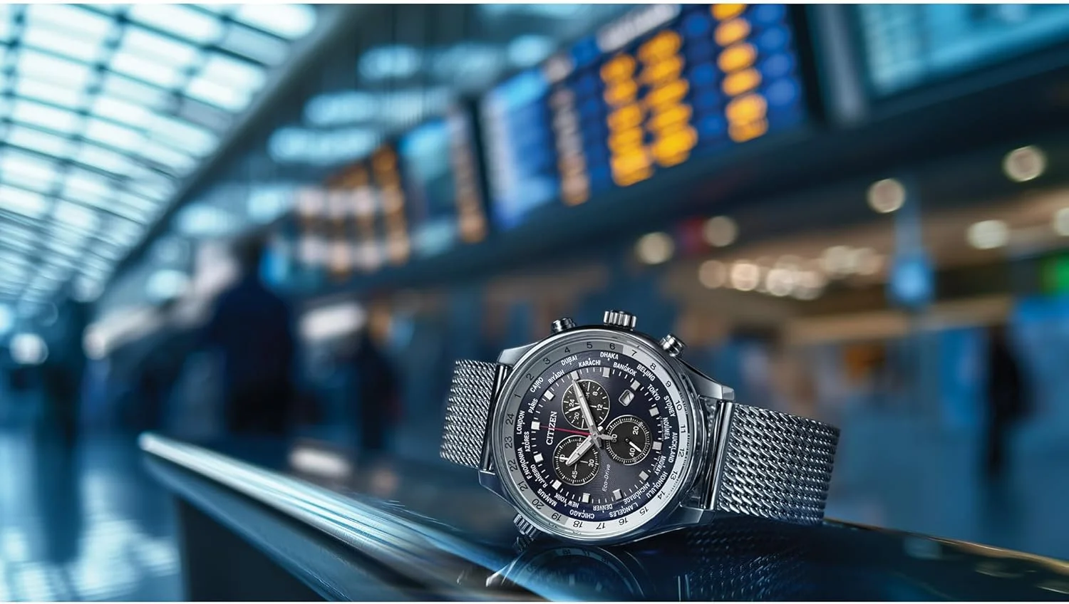ساعت مچی مردانه سیتیزن مدل Sport Luxury Eco-Drive Chronograph، نمایش 12/24 ساعته، تاریخ، مقاوم در برابر آب تا 100 متر، استیل ضد زنگ