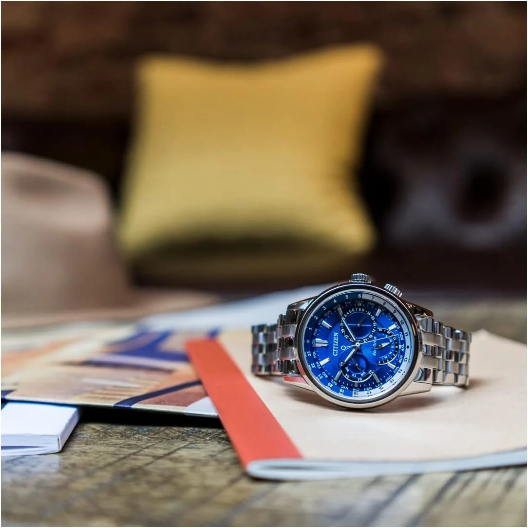 ساعت مچی مردانه کلاسیک Calendrier Citizen با موتور اکو-درایو، نمایش 12/24 ساعته، نمایشگر 3 عقربه روز و تاریخ، شیشه معدنی ضد انعکاس نور، عقربه های شب تاب ساعت مچی مردانه کلاسیک Calendrier Citizen با موتور اکو-درایو، نمایش 12/24 ساعته، نمایشگر 3 عقربه روز و تاریخ، شیشه معدنی ضد انعکاس نور، عقربه های شب تاب