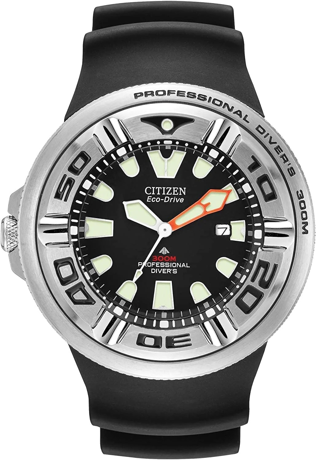 ساعت مچی مردانه سیتیزن Promaster Dive Eco-Drive، سه عقربه تاریخ دار، بند پلی اورتان، دارای گواهینامه ISO، شیشه منحنی ضد انعکاس، قاب و تاج پیچی
