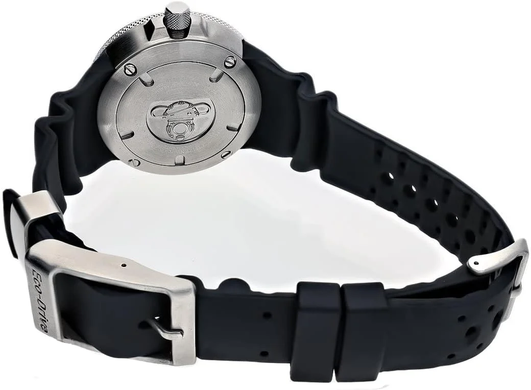 ساعت مچی مردانه سیتیزن Promaster Dive Eco-Drive، سه عقربه تاریخ دار، بند پلی اورتان، دارای گواهینامه ISO، شیشه منحنی ضد انعکاس، قاب و تاج پیچی