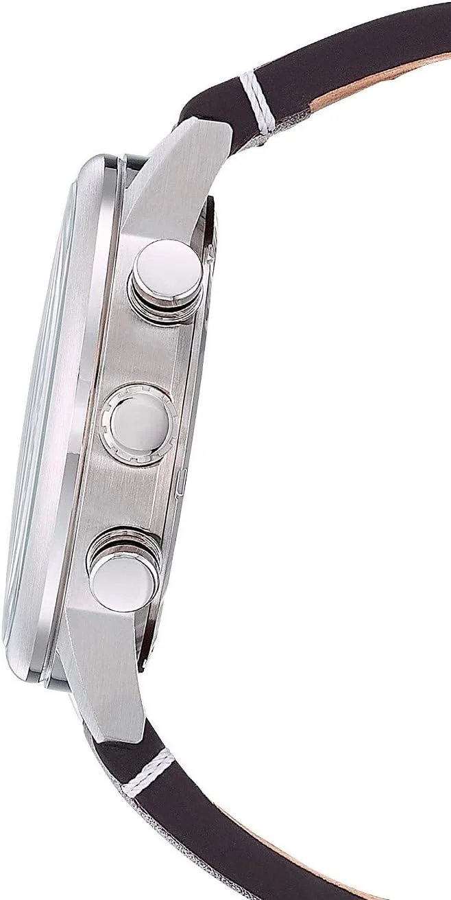 ساعت مچی مردانه سیتیزن مدل CA4420-13L کرنوگراف با بند چرمی، آبی/قهوه ای