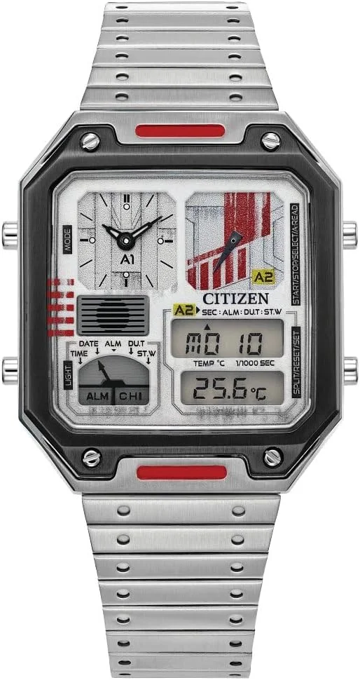 ساعت مچی مردانه سیتیزن مدل Star Wars Vintage Ana-Digi Quartz با بدنه استیل ضد زنگ، مستطیلی