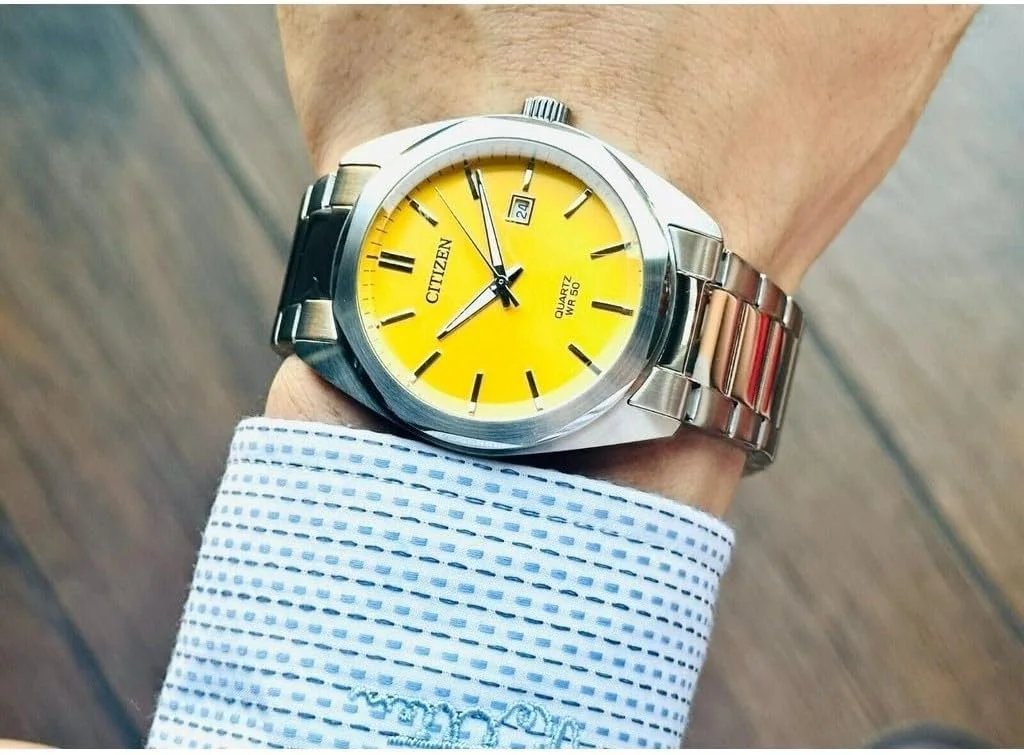 ساعت مچی مردانه سیتیزن آنالوگ با صفحه زرد ساعت مچی مردانه سیتیزن آنالوگ با صفحه زرد