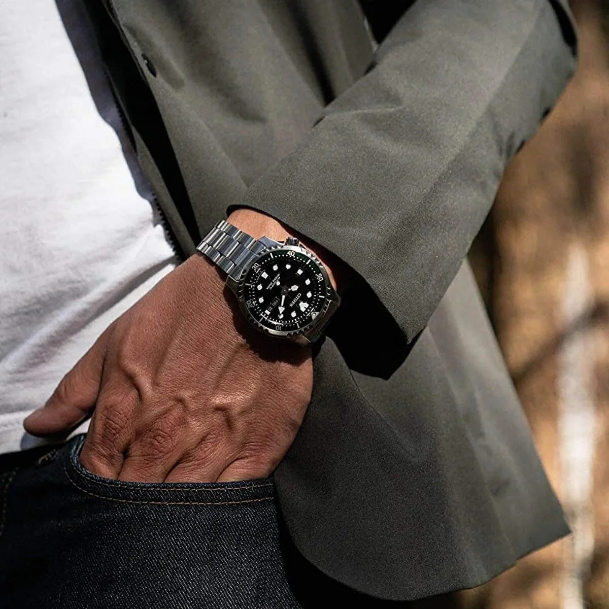 ساعت مچی عقربه‌ای مردانه سیتیزن مدل NY0084-89EE با بند استیل ضد زنگ، مشکی/نقره‌ای، سایز تک