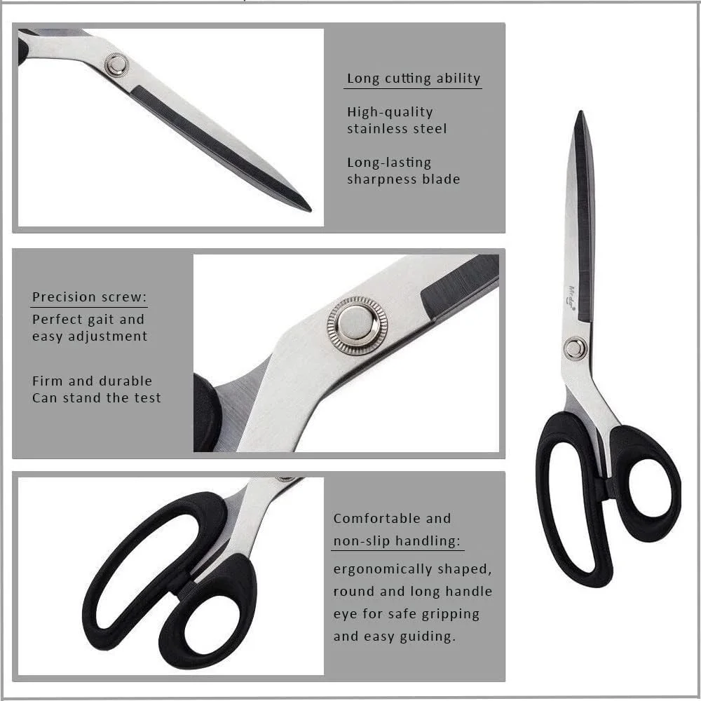 قیچی همه کاره کلاسیک YYDSBAYS، استیل ضد زنگ، چند منظوره برای کاغذ، خیاطی، پارچه دوزی، چرم، قیچی خیاطی حرفه ای، 10 اینچ (25.2 سانتی متر)، مشکی، تیغه بلند قیچی همه کاره کلاسیک YYDSBAYS، استیل ضد زنگ، چند منظوره برای کاغذ، خیاطی، پارچه دوزی، چرم، قیچی خیاطی حرفه ای، 10 اینچ (25.2 سانتی متر)، مشکی، تیغه بلند