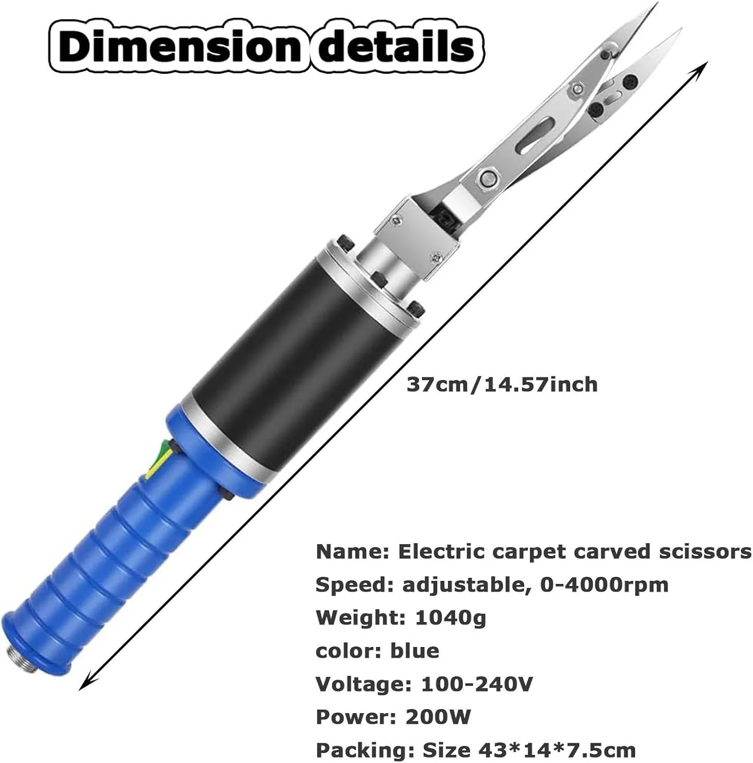 قیچی حکاکی فرش برقی X&Z-XAOY مدل 200W، قیچی حرفه ای با سرعت قابل تنظیم برای برش پارچه فرش به همراه لوازم جانبی (1 جفت تیغه، 2 عدد ذغال) قیچی حکاکی فرش برقی X&Z-XAOY مدل 200W، قیچی حرفه ای با سرعت قابل تنظیم برای برش پارچه فرش به همراه لوازم جانبی (1 جفت تیغه، 2 عدد ذغال)