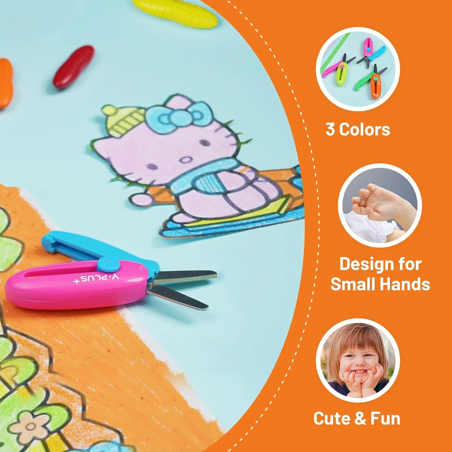 قیچی ایمنی کودک YPLUS، قیچی جمع شونده 3 عددی برای کاردستی کودکان نوپا 3-5 ساله 2-4 ساله 1-3 ساله، ابزار برش هنری کوچک و زیبا قیچی ایمنی کودک YPLUS، قیچی جمع شونده 3 عددی برای کاردستی کودکان نوپا 3-5 ساله 2-4 ساله 1-3 ساله، ابزار برش هنری کوچک و زیبا